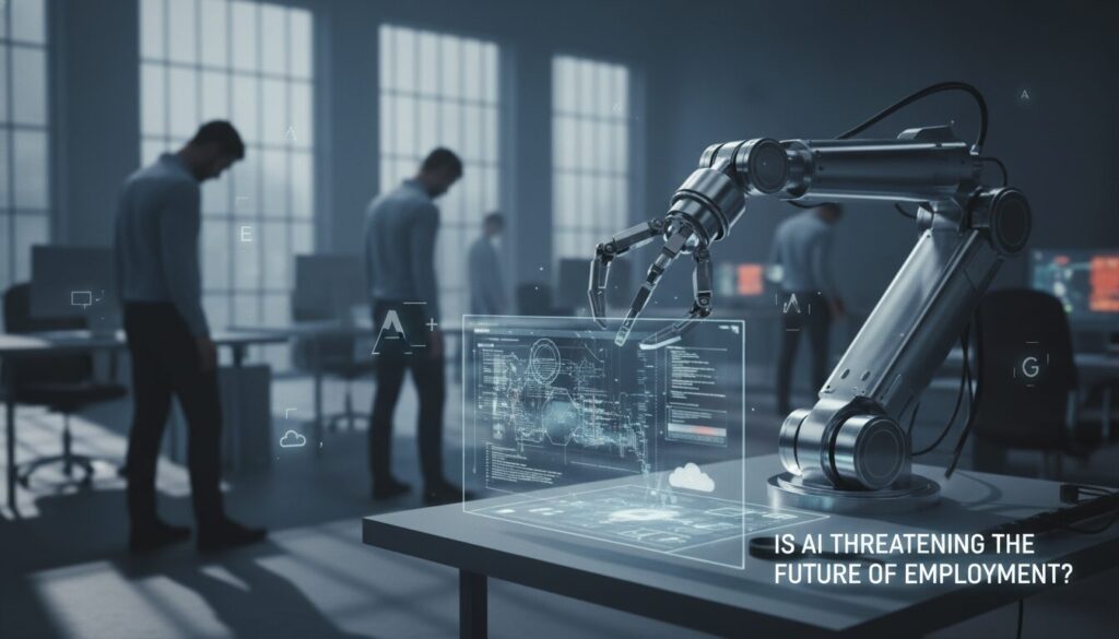 découvrez comment l'automatisation et l'intelligence artificielle impactent l'avenir du travail, en examinant les risques de pertes d'emplois et la domination croissante des géants du numérique.
